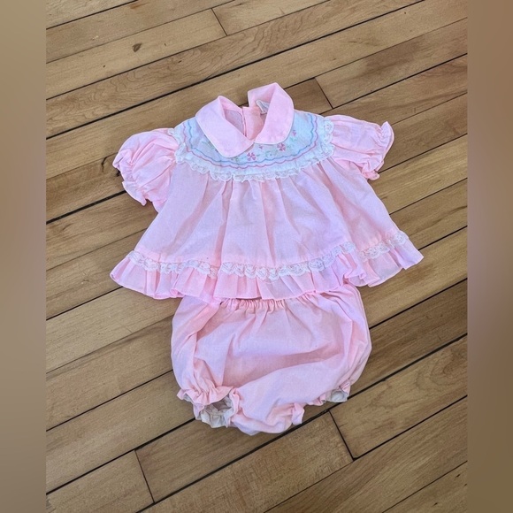 Vintage Little Togs pink little girls 2-piece infant outfit - Picture 1 of 4